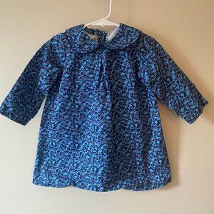 Kayce Hughes Size 2 Toddler Girl Dress Blue Floral Print with Peter Pan collar